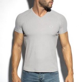 Short Sleeves of the brand ES COLLECTION - T-shirt V-Neck recycled rib - grey - Ref : TS299 C11