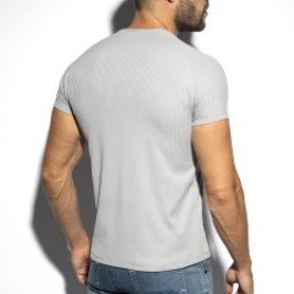 Maniche del marchio ES COLLECTION - T-shirt Scollo a V riciclata a costine - grigio - Ref : TS299 C11