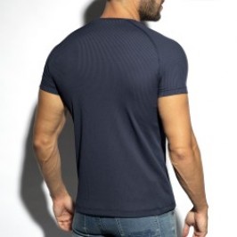 Maniche del marchio ES COLLECTION - T-shirt Scollo a V riciclata a costine - navy - Ref : TS299 C09