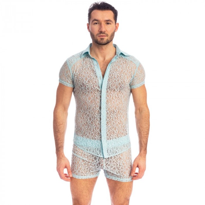 Chemise de la marque L HOMME INVISIBLE - Fleur d Ether Ciel - Chemise Slim - Ref : HW122 FDE 021