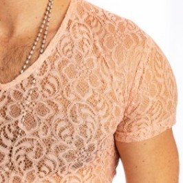 Kurze Ärmel der Marke L HOMME INVISIBLE - Fleur d Ether pink - T-Shirt - Ref : MY73 FDE 022