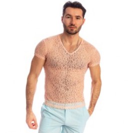 Kurze Ärmel der Marke L HOMME INVISIBLE - Fleur d Ether pink - T-Shirt - Ref : MY73 FDE 022