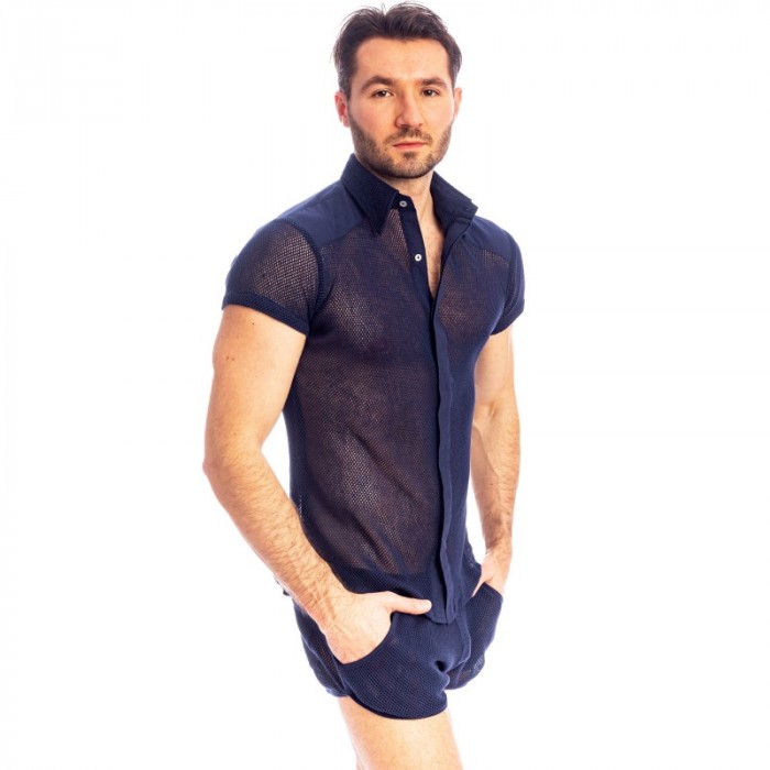 Camicia del marchio L HOMME INVISIBLE - Madrague - Camicia aderente Navy - Ref : HW122 MAD 049