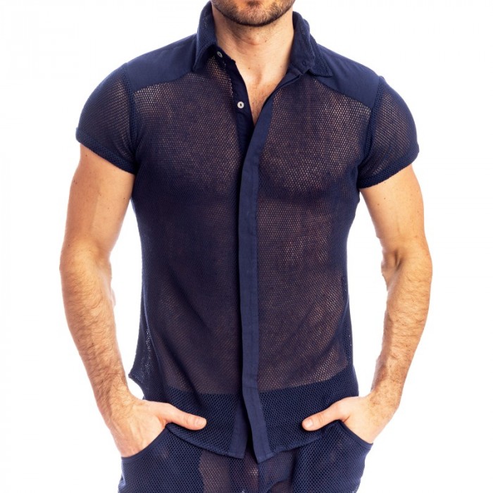 Camicia del marchio L HOMME INVISIBLE - Madrague - Camicia aderente Navy - Ref : HW122 MAD 049