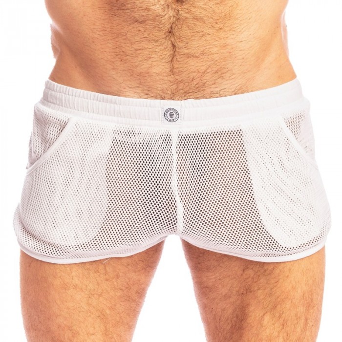 Short de la marque L HOMME INVISIBLE - Madrague - Short Sport Blanc - Ref : SP05 MAD 002