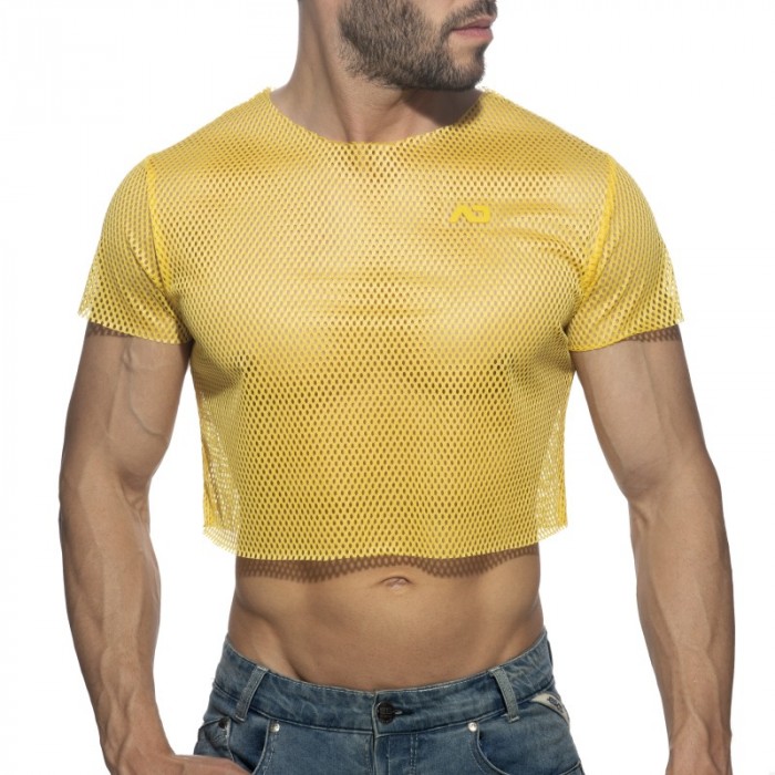 Mangas cortas de la marca ADDICTED - Mesh crop top - amarillo - Ref : AD1189 C03