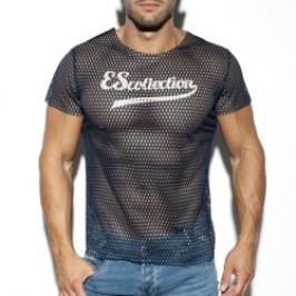 Manches courtes de la marque ES COLLECTION - Open mesh t-Shirt - marine - Ref : TS254 C09