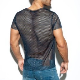 Manches courtes de la marque ES COLLECTION - Open mesh t-Shirt - marine - Ref : TS254 C09