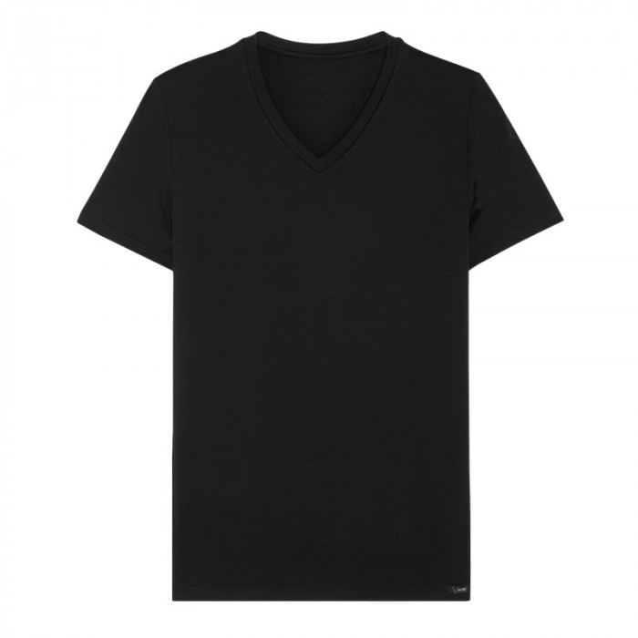 Maniche del marchio HOM - T-shirt col V Tencel Soft - nero - Ref : 402466 0004