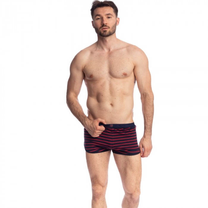 Breve del marchio L HOMME INVISIBLE - Querelle de Brest - Short Freedom blu navy e rosso - Ref : HW139 QDB 949