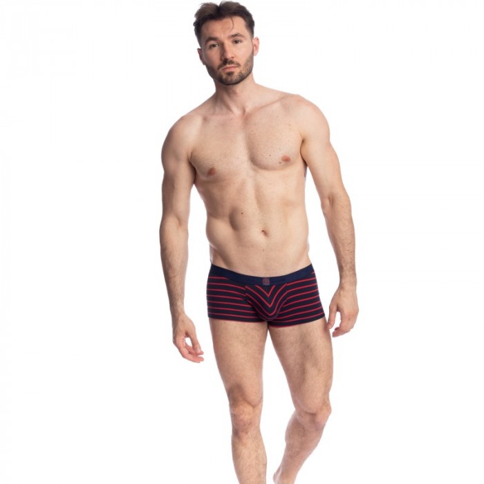 Boxer, shorty de la marque L HOMME INVISIBLE - Querelle de Brest - Hipster Push-Up bleu marine et rouge - Ref : MY39 QDB 949