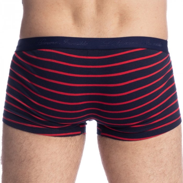 Pantaloncini boxer, Shorty del marchio L HOMME INVISIBLE - Querelle de Brest - Hipster Push-Up blu navy e rosso - Ref : MY39 QDB