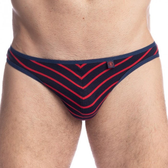 Slip, Tanga de la marque L HOMME INVISIBLE - Querelle De Brest - Mini Slip bleu marine et rouge - Ref : MY44 QDB 949