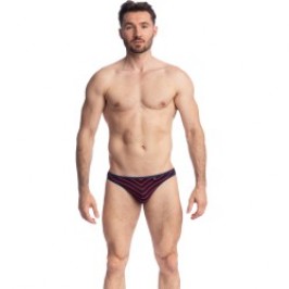 Slip, Tanga de la marque L HOMME INVISIBLE - Querelle De Brest - Mini Slip bleu marine et rouge - Ref : MY44 QDB 949