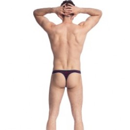 Thong of the brand L HOMME INVISIBLE - Querelle De Brest - String Bikini navy and red - Ref : UW07 QDB 949