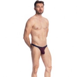 Thong of the brand L HOMME INVISIBLE - Querelle De Brest - String Bikini navy and red - Ref : UW07 QDB 949