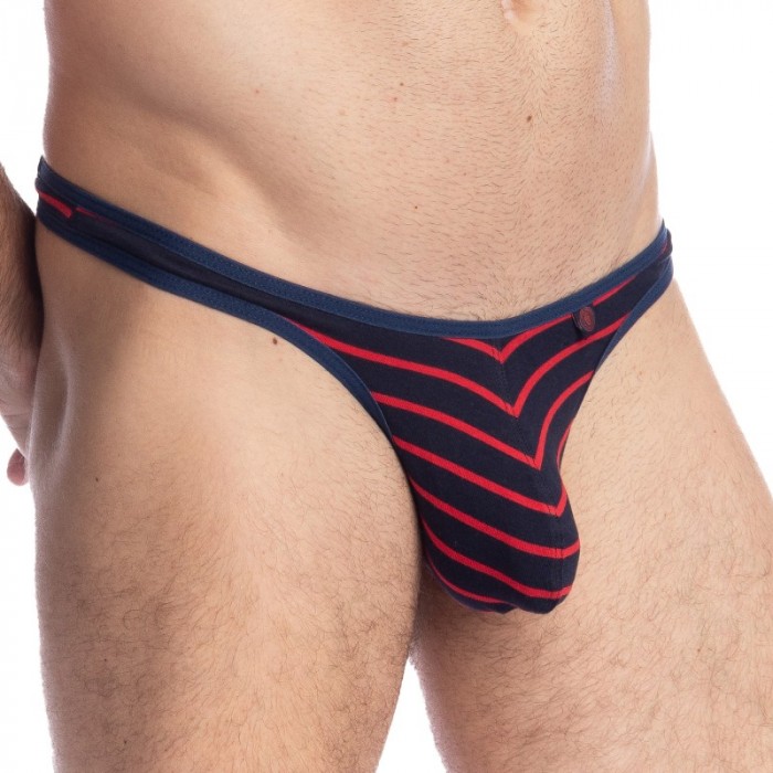 Schnur der Marke L HOMME INVISIBLE - Querelle De Brest - String Bikini marineblau und rot - Ref : UW07 QDB 949