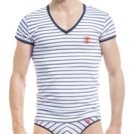 Kurze Ärmel der Marke L HOMME INVISIBLE - Querelle de Brest - T-Shirt V ausschnitt - Ref : MY91 QDB RAY