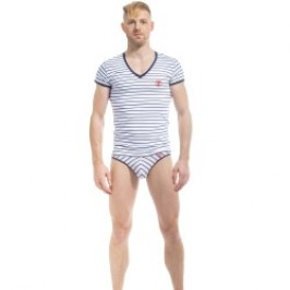 Manches courtes de la marque L HOMME INVISIBLE - Querelle de Brest - T-Shirt col V - Ref : MY91 QDB RAY