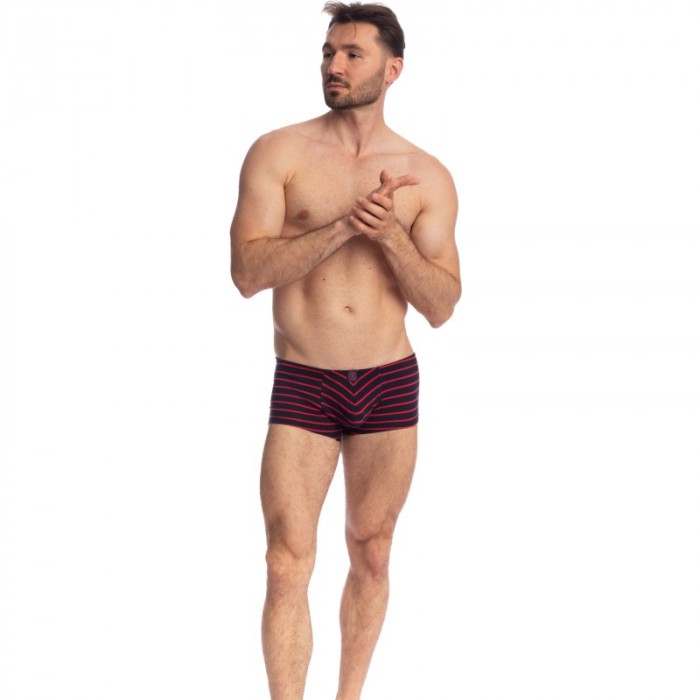 Boxershorts, Shorty der Marke L HOMME INVISIBLE - Querelle De Brest - Miniboxer Push Up marineblau und rot - Ref : UW09 QDB 949