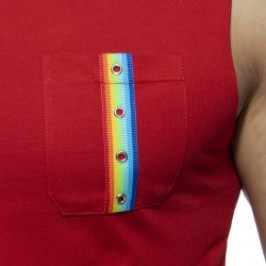 Canotta del marchio ADDICTED - Tank top RAINBOW TAPE - rosso - Ref : AD992 C06