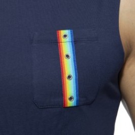 Tank top of the brand ADDICTED - Tank top RAINBOW TAPE - navy - Ref : AD992 C09