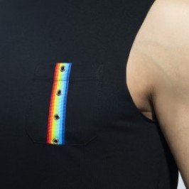 Tank top of the brand ADDICTED - Tank top RAINBOW TAPE - black - Ref : AD992 C10