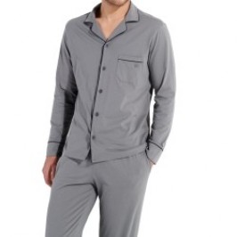 Pajamas of the brand HOM - Long Sleepwear HOM Albert - grey - Ref : 402802 00ZU