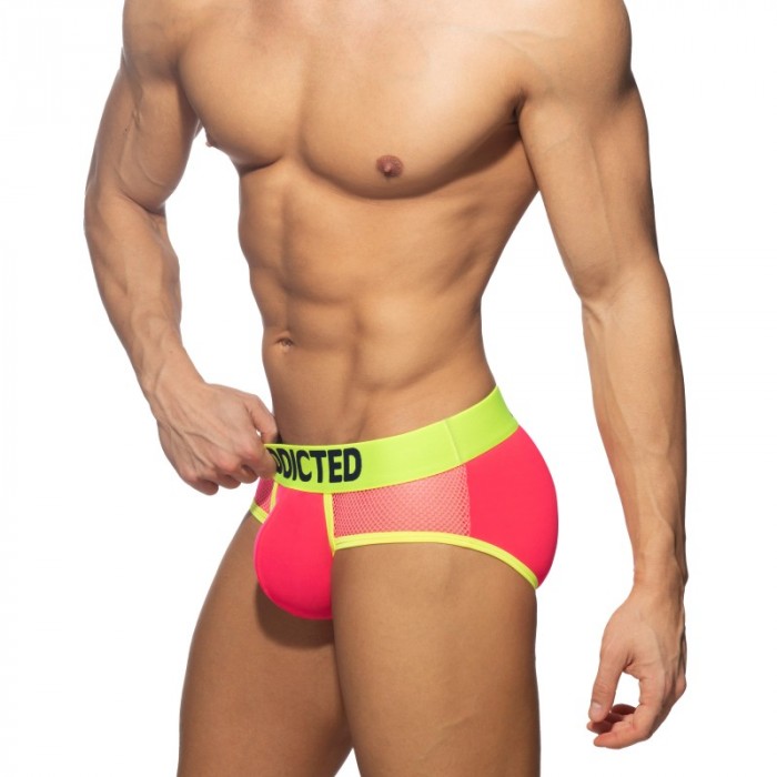 Brief of the brand ADDICTED - Slip néon mesh - rose - Ref : AD1218 C34