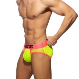 Slip, Tanga de la marque ADDICTED - Slip néon mesh - jaune - Ref : AD1218 C31