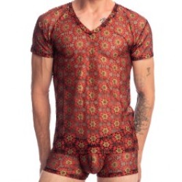 Kurze Ärmel der Marke L HOMME INVISIBLE - Mandala - T-Shirt mit V-Ausschnitt - Ref : MY73 MAN R09