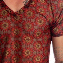 Mangas cortas de la marca L HOMME INVISIBLE - Mandala - Camiseta con cuello en V - Ref : MY73 MAN R09