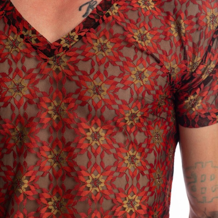 Mangas cortas de la marca L HOMME INVISIBLE - Mandala - Camiseta con cuello en V - Ref : MY73 MAN R09