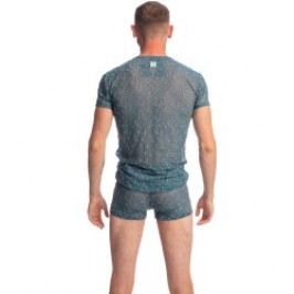 Kurze Ärmel der Marke L HOMME INVISIBLE - Viorne Lagon - T-Shirt mit V-Ausschnitt - Ref : MY73 VIO 043