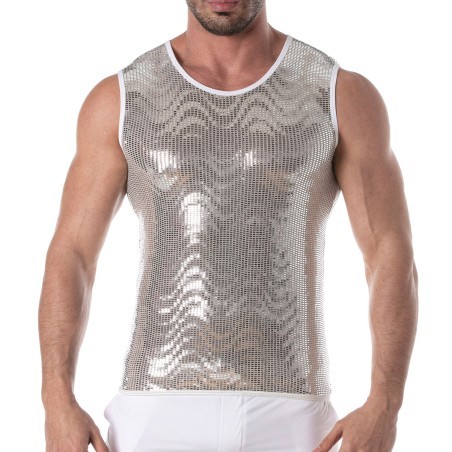 Débardeur à paillettes argent Tof Paris