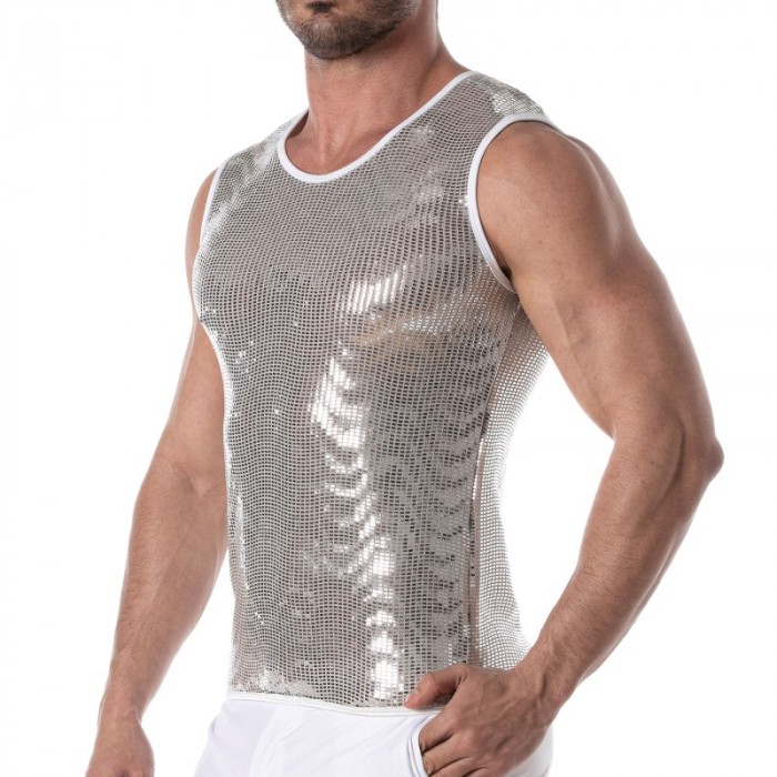 Tank top of the brand TOF PARIS - Tof Paris silver sequin tank top - Ref : TOF359A