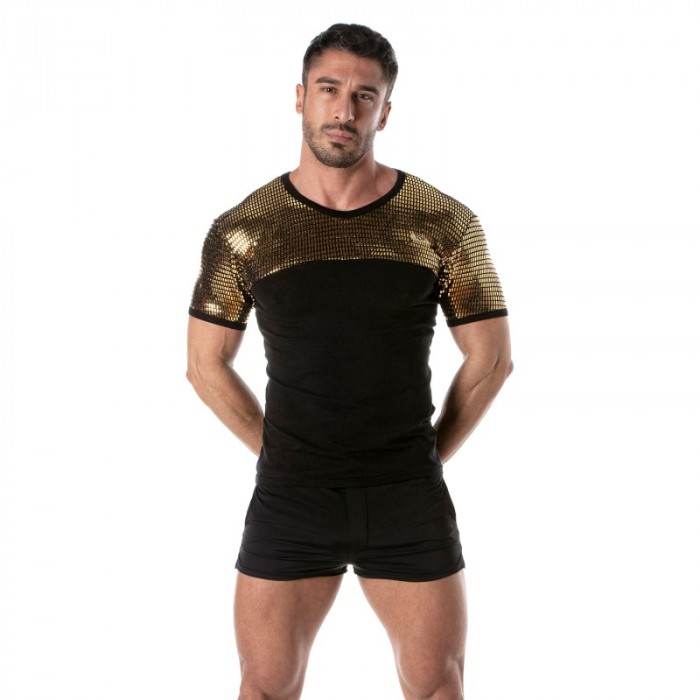 Kurze Ärmel der Marke TOF PARIS - Tof Paris T-Shirt mit goldenen Pailletten - Ref : TOF360O