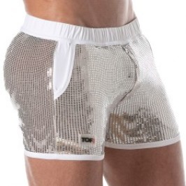 Shorts à paillettes argent...